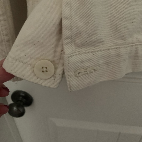 Zara Women's Cream Oversized Collarless Denim Jacket Size Small - Picture 8 of 8
